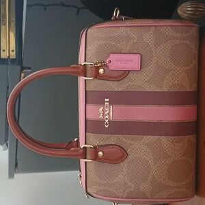 New! Coach Limited Edition Tan and Pink Rowan Satchel